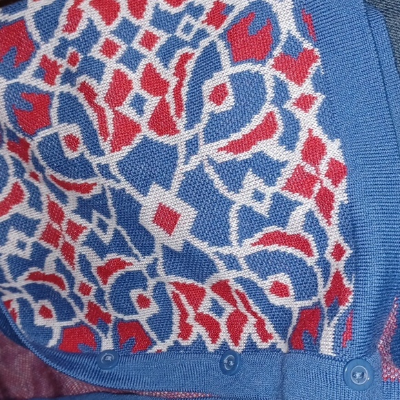 C&K Designs Beautiful Vintage Large Knit Red, White Blue Sweater Jacket Size L - Picture 6 of 6